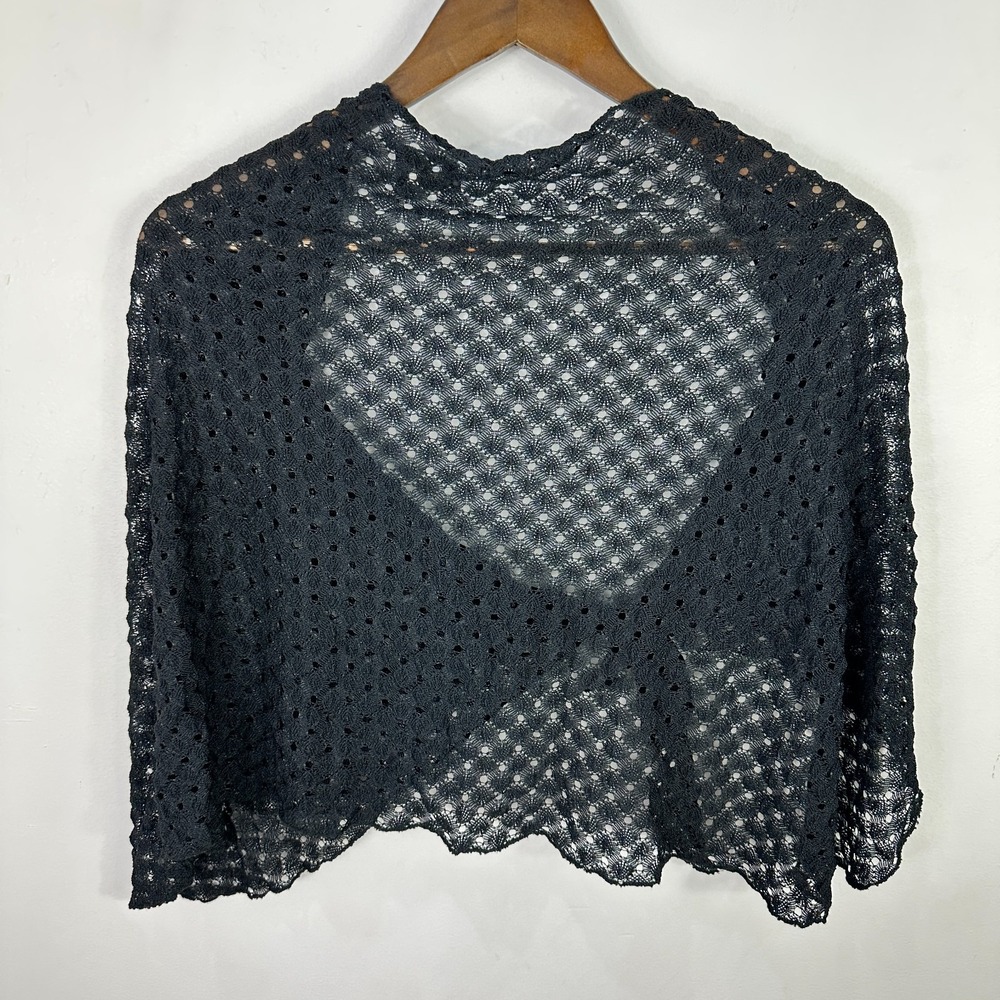 Elif by Jordan Taylor Black Crochet Short Cover Pareo Women's One Size Beach - Picture 4 of 5